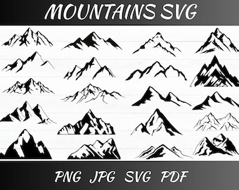 Mountain Landscape SVG Bundle, Hand Drawn Forest (Cut Files)