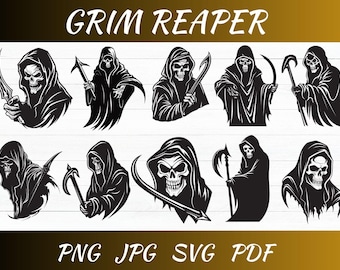 Liemannen SVG-paket: Dödskallevektorsilhuett, Halloween-klippfiler