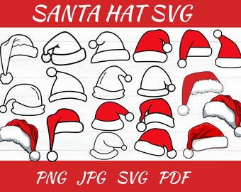 Santa Hat SVG Bundle: Christmas Cricut, Silhouette Vector (Digital Download
