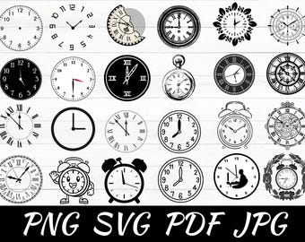 Clock Face SVG Bundle: Numbers, Roman Numerals, Template (Cricut & Silhouette)