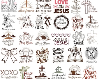 Christian Easter SVG Bundle – He Is Risen, Jesus Cross Designs (Digital Download)
