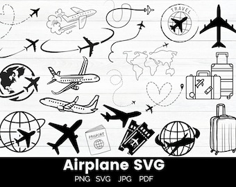 SVG-bundel vliegtuig: silhouet-clipart reizen (PNG, SVG)