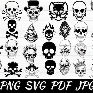 Skulls SVG Bundle, Skeleton svg Bundle, Skull Cut files for Cricut, Skull Clipart, Skull Silhouette, Skeleton svg, Skull Vector