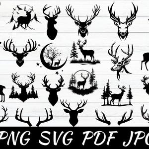 Deer SVG Bundle: Antlers, Forest Clipart (Cut Files)