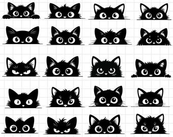 Peeking Cat SVG Bundle – Kitty Clipart, Cricut Files