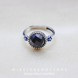 S925 Sterling Silver Zircon Flower Open Adjustable Ring