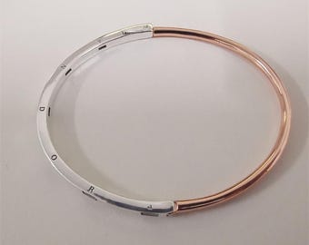 Pandora Signature Two-tone I-D Pavé Bangle 16cm/17.5cm/19cm