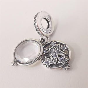 925 sterling silver, magnified star double dangle charm pendant