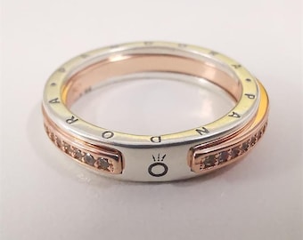 NEW Pandora logo sparkly two-color ring S925 ALE