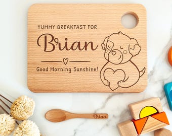 Personalized wooden board, Personalized breakfast board, Baby gift birth, Personalized gifts, Gift baptism, Christmas, Dog