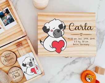 Boite à souvenirs, cadeaux de baptême, cadeau de naissance, cadeau bébé personnalisé, cadeau naissance, cadeau personnalisé -Chien