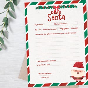 Letter to Santa printable easy to print instant download letter to Santa template