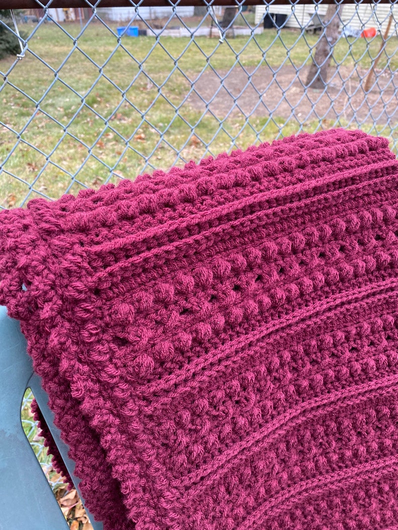 Crochet Afghan Cranberry Color Blanket And Throw Warm Cozy Etsy Crochet Afghan Cranberry Color Blanket And Throw Warm Cozy Etsy