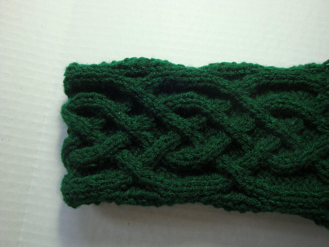 Womens Celtic Headband Knitted Celtic Cable Headband Green Etsy