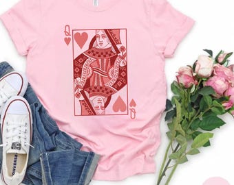 Camiseta de la reina de corazones, regalo del día de la madre, sudadera de lona bella para San Valentín, gráfico retro bohemio vintage, camiseta feminista de Alicia en el país de las maravillas