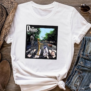 Star wars shirt, droids abbey road t-shirt, disney sweatshirt, movie music mashup, adult gift for men tee, starwars t-shirt, star wars gift
