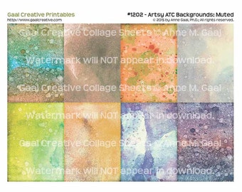 INSTANT DOWNLOAD Printable ATC Backgrounds #1202 Muted