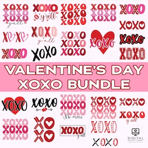 26 designs XOXO svg, png, jpg et eps - Sublimation Saint-Valentin et graphiques de chemise