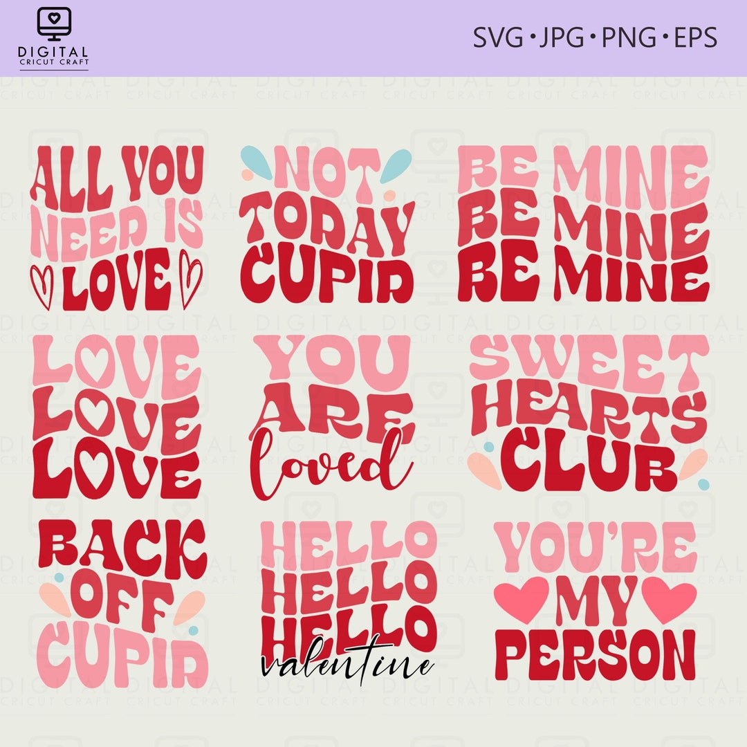 Valentines Day Bundle Retro SVG Valentines Cricut and Vinyl Crafting ...