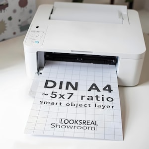 A4, 5x7, 1x1 Inkjet Printer Page Mockup | PSD JPG Smart Object Layers for Photoshop & Photopea | Crop Guides | Instant Digital Download