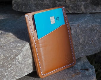 Carteira • 3 Cartões • Couro • Feita à Mão