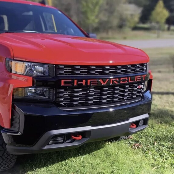 Gloss Black Grille Letter Inserts For Chevy Silverado 1500/2500HD/3500HD (2019-2023)