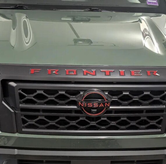 SET OF 2: TAILGATE + HOOD 3D RED DOMED Letters Inserts 22-25 Frontier