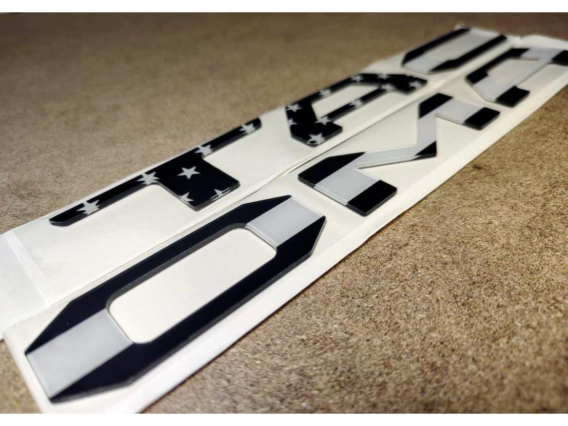 3D Blackout USA Flag Acrylic Tailgate Letter Inserts for Toyota Tacoma 2016–2023