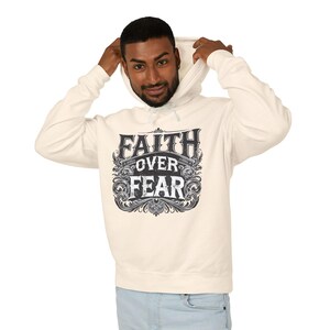 Faith over Fear Unisex Hoodie - Lightweight Hooded Sweatshirt, Men&#39;s Women&#39;s Jumper, Religious Christian Apparel, Inspirational Clothing