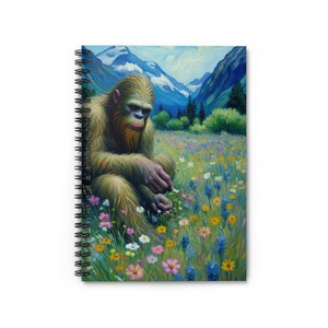 Whimsical Journal Bigfoot Nature Painting Spiral Notebook - Ruled Line
