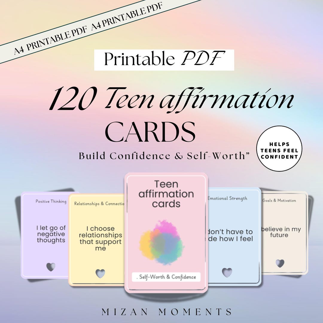 Affirmation Cards for Teens Printable, Teen Affirmations, Daily ...