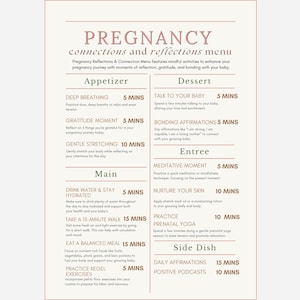 Pregnancy menu template | mum to be reflections template | pregnancy card | mum to be card | mum to be gift | pregnancy reminders|