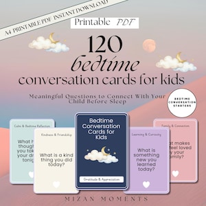 Bedtime Conversation Cards for Kids – Printable Bedtime Questions, Parent Child Bonding Prompts, Family Night Routine Cards, Kids Talk Cards