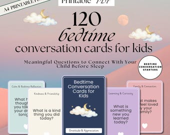 Bedtime Conversation Cards for Kids – Printable Bedtime Questions, Parent Child Bonding Prompts, Family Night Routine Cards, Kids Talk Cards