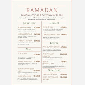 Ramadan reflection menu | ramadan printable card | ramadan spiritual growth | ramadan challenge | muslim wall art | ramadan | ramadan 2025