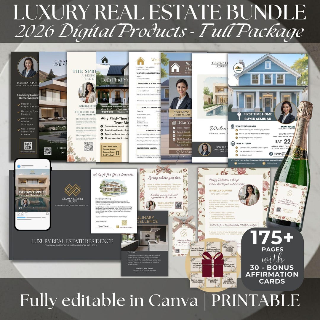Real Estate Bundle 2026 Digital Full Package Canva Social Media Monthly ...