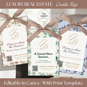 Spring Realtor Cookie Tag Referral Gift Editable Real Estate Marketing Pop By Client Appreciation Thank You Favor DIY Cookie Bag Topper