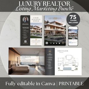 Luxury real estate bundle Just listed flyer Realtor marketing branding QR code First time home buyer seminar listing presentation brochure
