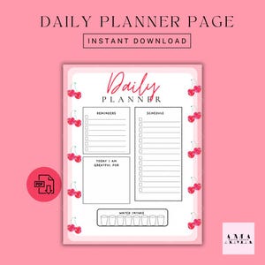 Daily Planner Cherries || Ready to Print || digital download || planner || cherry
