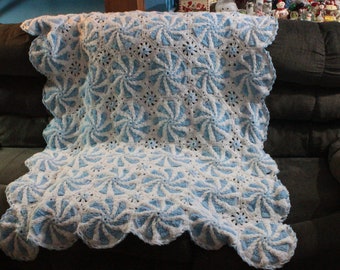 Blue and White Peppermint Afghan