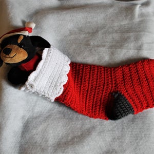 Red and Charcoal Christmas Stocking