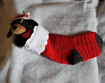 Red and Charcoal Christmas Stocking