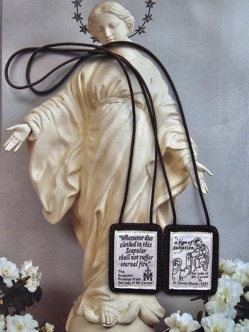 Traditional Brown Wool Scapular*plain Style With Promise Panels*18 Inch ...
