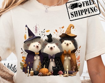 Halloween Hedgehog Shirt, Spooky Animal Lover Tee