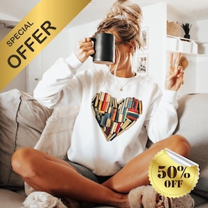 Book Lover Sweatshirt: Heart of Books, Librarian Gift