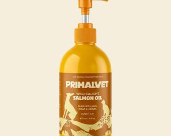 PRIMALVET Wild-Caught Salmon Oil for Dogs & Cats | Skin, Coat, Joints Supplement (473ml)