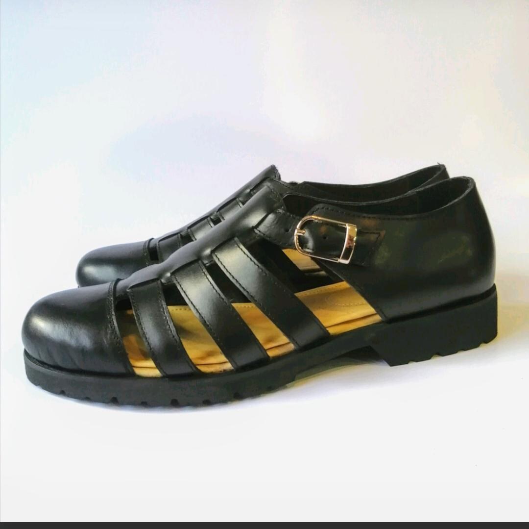 Genuine Leather Gurkha Sandal. Stylish Braided Sandals With