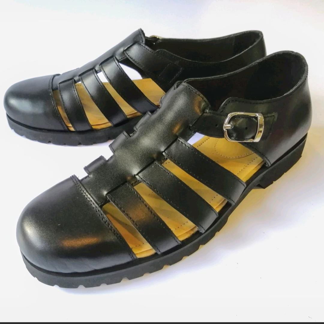 Genuine Leather Gurkha Sandal. Stylish Braided Sandals With