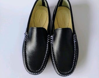 Unisex genuine leather coin loafers, driving shoes, handmade by artisans. The outsole is made of non-slip rubber, like driving shoes.