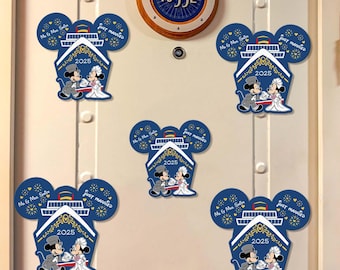 Imán personalizado de recién casados en el crucero de Disney, imán de pareja en el crucero de Disney, imán de Mickey Minnie, imán para puerta del crucero, decoración del crucero de Disney